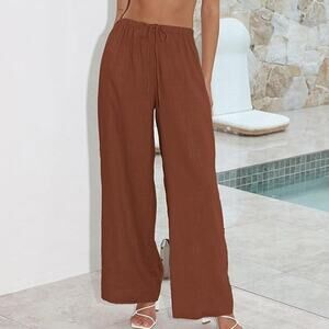 NWT ~ Women's Rust Flowy Palazzo Pants ~ Pockets & Wide Leg ~ Plus Size 2X